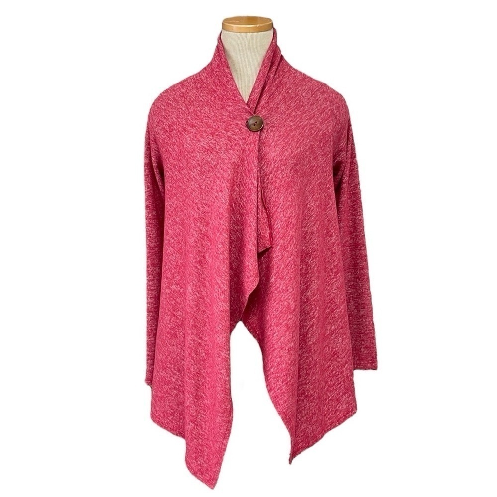 Bobeau Cardigan Women's SP Small Petite Pink Knit Sweater Button